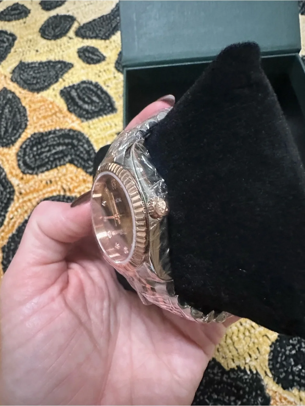 Two-Tone Cocoa Dial Diamond Accent Ladies Watch